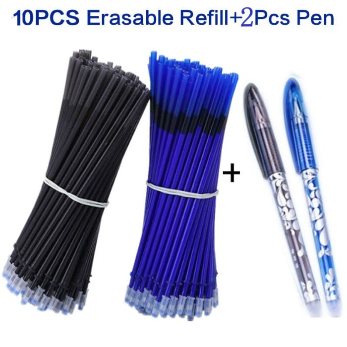 Erasable Pen Set and Erasable Refill 10 Refills & 2 Eraser Value Set School Office Supplies
